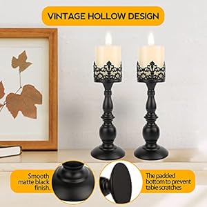 Candle Holders for Pillar Candles Gothic Matte Black Vintage Tall Candle Holders Set of 2 Decorative Large Table Centerpieces Candle Stand Decor (Black 2PCS A) Candle Holders for Pillar Candles Gothic Matte Black Vintage Tall Candle Holders Set of 2 Decorative Large Table Centerpieces Candle Stand Decor Black 2PCS A