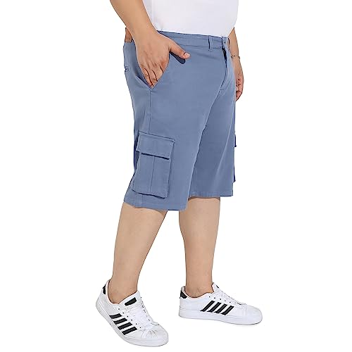 Image of Instafab Plus Men's Cargo Shorts for Casual Wear | 6 Pockets | Plus Size Fit | Button Closure | Cotton Poly Cargo Shorts Crafted with Comfort Fit for Everyday Wear