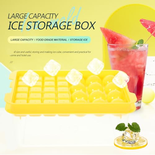 Set bandeja de cubitos de hielo silicona amarillo 2 piezas miniatura 4