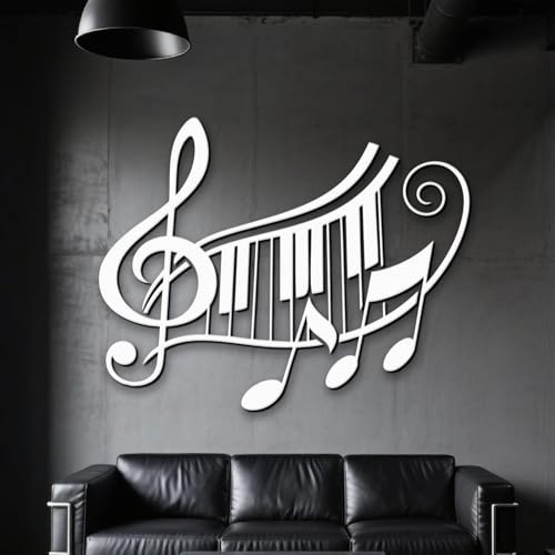 Mélodie notes de musique décoration murale métal noir salon