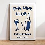 El Club Del Vino, Todas Las Noches, Desde Las 18:00 Hasta Tarde, Impresiones Artísticas En Lienzo, Pinturas, Pósteres, Cuadros Para La Sala De Estar, El Dormitorio, La Decoración Del Hogar. 21X30Cm Si