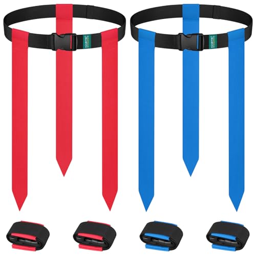 Flag Football Belts, 2/4/10/14 pcs of Adjustable Flag Football Set with Flags, Suitable for Youth...