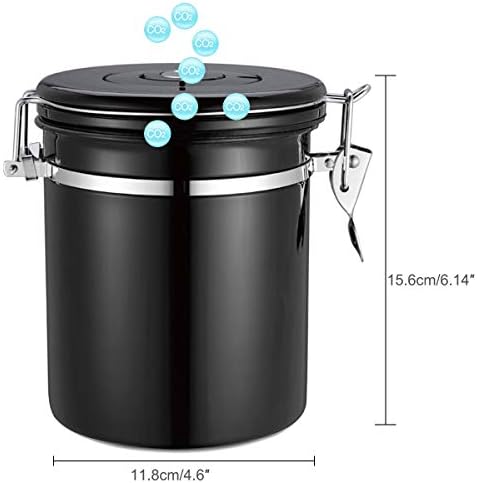 Kitchnexus Stainless Steel Coffee Canister Airtight Coffee Container -with CO2 One-way Valve Sealed Storage lid & Numerical Date Wheel Tracker to Store Coffee Beans or Coffee Powder Perfectly