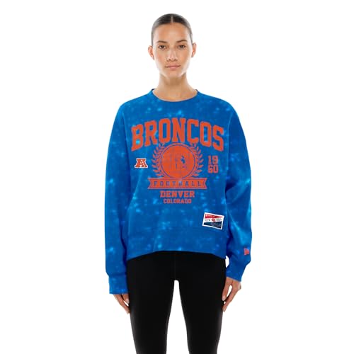 New Era Women's Royal Denver Broncos Throwback Oversized Boxy Sweatshirt