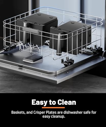 Image of 10QT Dual Layer Air Fryer Oven, 5QTx2 Capacity, Vertical 2-Basket Design, 7-in-1 Function with Broil, Roast, Bake, Reheat, Dehydrate, and Air Fry, Family Size, BPA-Free