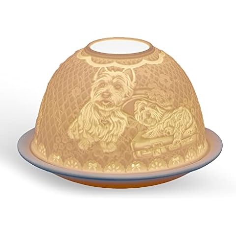 Light-Glow Tealight Candle Holder - Westie Dogs LD90006, White, Approx. H8 x Ø12cm or H3.2" x Ø4.7" Cover