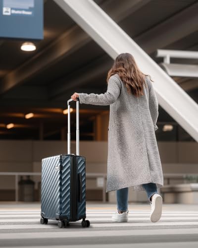 Image of LUGGEX Carry On Luggage for Airplanes, KVC Polycarbonate Hard Shell Suitcase for Travelling, Pink, Carry-On 20-Inch, Lightweight