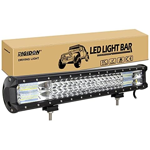 RIGIDON Driving Led Light Bar 20 inch 288W, 7D Tri row 12V 24V for Car Off road Truck SUV UTE ATV 4x4 , Flood Spot Combo Beam, Waterproof Driving Work Lamp , 6000K White Fog Light Cover