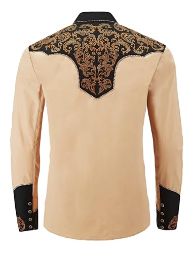 Men's Western Cowboy Shirt Embroidered Exquisite Long Sleeve Regular Fit Snap Button Down Shirts with Embroidery2
