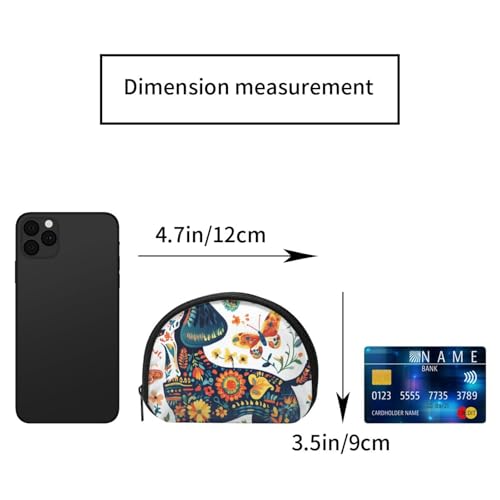 Portable Coin Purse Mexico-Butterfly-Dachshund-Floral Mini Zippered Money Pouch Card Holder2