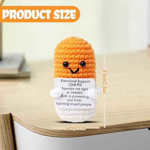 Image of Cute Orange Pill Crochet,Handmade Capsule Knitted with Inspirational Card, CNA Nurse Appreciation Keepsake for Nurses,Doctors, Pharmacists, RN, LPN, Office Decor & Party Favor