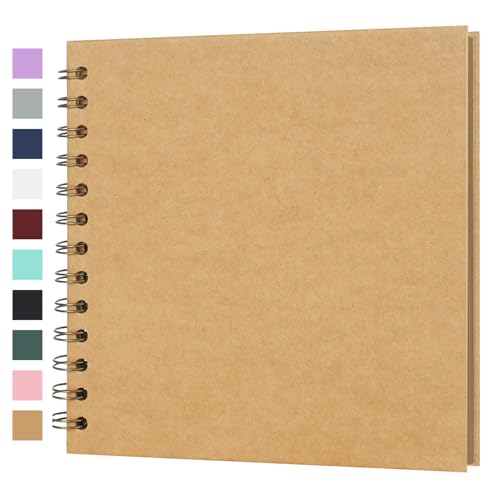 Scrapbook Album 7x7 Inches 40 Pages Hardcover Kraft Paper Photo Album Scrap Book Memory Book Blank DIY Scrapbook Albums for Boyfriend Wedding Baby Travel Anniversary Family, Brown