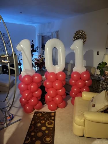 Image of Number Balloons 1 Balloon White for 1st Birthday Party Decorations, 40 inch | Saturated Color, Large 40 inch, With Inflation Straw & Hanging Hole, Great for Bridal Party, Wedding, Thanksgiving, Christmas