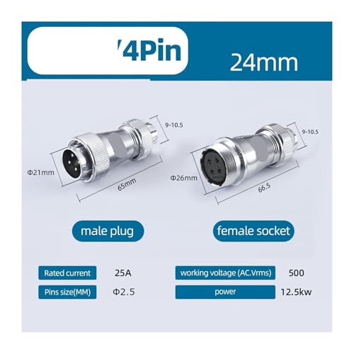 Conector impermeable 4 pines macho y hembra para cables en exteriores 3