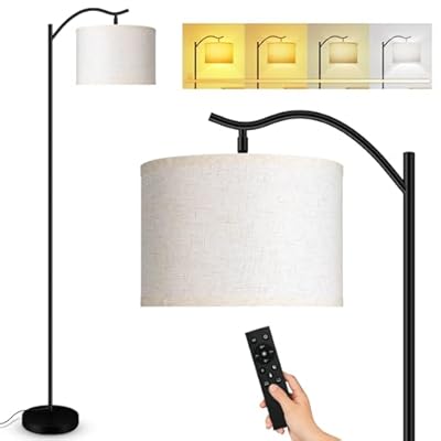 BoostArea Floor Lamp for Living Room,Arc Floor Lamp with Remote Control,Stepless Dimmable Brightness & Colors Temperature 2700k-6500k,Modern Standing Lamp for Bedroom Study Room Office,Beige