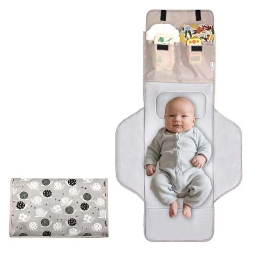 Image of 31" X 24.2" Extra Long Large Lightweight Toddler Diaper Changing Pad Travel, Cute Design 1-36 Month Infant Foldable Baby Changing Mat Wipeable, Changing Pad Portable for Station, Car, Stroller