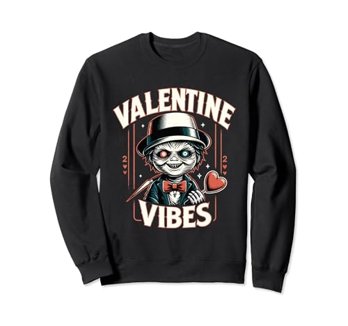 Retro Valentine Vibes Horror Personaggi Chibi Felpa