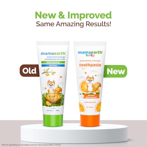 Image of Mamaearth Awesome Orange Toothpaste For Kids With Fluoride - 50 g (Pack of 2) | Sulfate Free | Cleanses Teeth | Provides Healthy Teeth & Gums