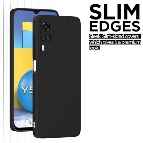 Image of Outlouders Back Cover for Vivo Y31 / Y51A / Y51 / Y51i | Camera Protection | Durable Soft Matte Silicone Bumper Case (Black)