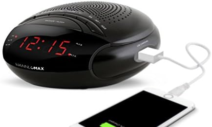 Hannlomax HX-200 Dual Alarm Clock Radio with USB Port for Charging, Sleep & Snooze Function, Electronic Volume