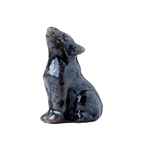 HUFFA Natural Crystal Wolf Carving - Unique Raw Stone Mineral Home Decoration Craft