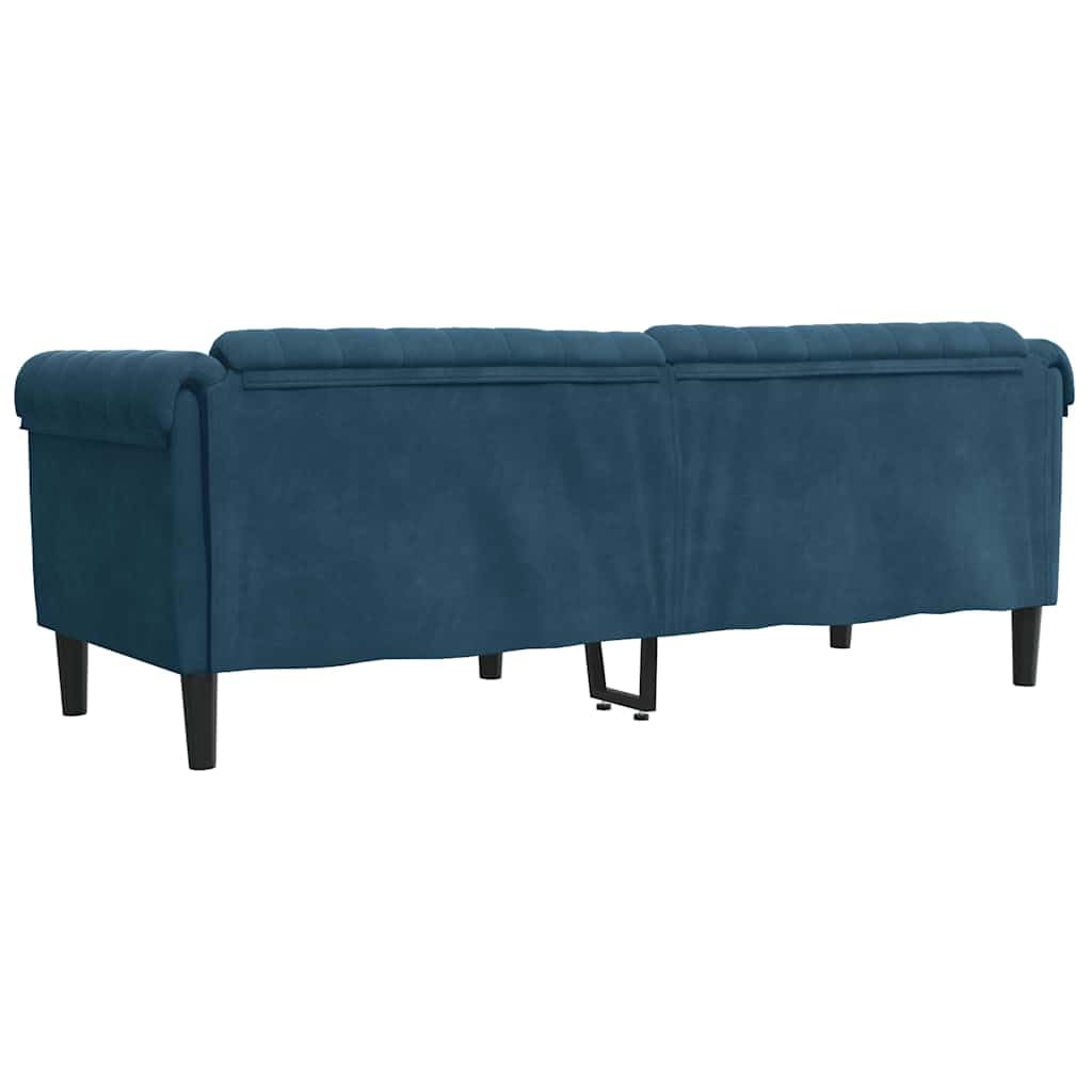 Divano 3 posti Velluto Blu | Comoda seduta imbottita, gambe robuste, design moderno, capacità 110 kg per sedile