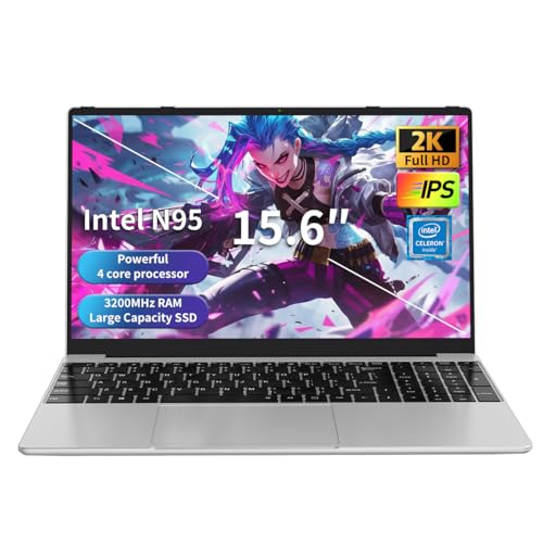 Gaming Laptop,Computer Laptop,Laptop Computer,Laptop Gaming,16GB DDR4 512GB SSD,3.4GHz Intel N95 Processor,Fingerprint Unlock,15.6-inch Full HD 2K,180 Angle Opening,Backlit Keyboard,Gray