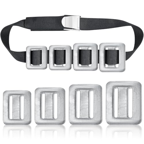 Tellegloww 4 Pcs Dive Weights for Scuba with 1 Pcs Scuba Diving Weight Belt Set with Metal Quick Release Buckle for Summer Free Diving (11 lb)