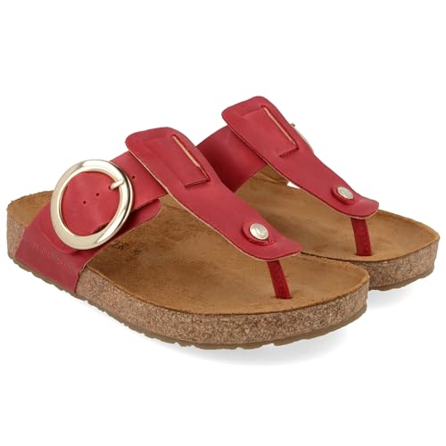 HAFLINGER Round Buckle Corinna Sandals with Rubber Sole and Cork Latex Footbed Unisex