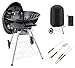 BBQ Grill Patio Portable Charcoal Kettle BBQ Garden Camping Caravan Outdoor Barbecue With Cooking Utensils Tools & Cover heels Stand Ball Rounded Bbq on wheels Black 43.5 cm Stainless Steel