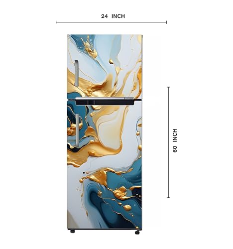 Image of DesignDecor Marble Refrigerator Door Sticker Full Cover Double Door | 3D Abstract Marble Fridge Door Sticker Waterproof PVC Vinyl Refrigerator Wrap Cover | Self Adhesive Size 24x60 Inch