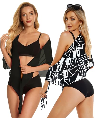 Image of CHICGAL 2 Pieces Women Beach Sarong Bathing Suit Wrap Skirt Sheer Bikini Swimsuit Cover Ups for Swimwear