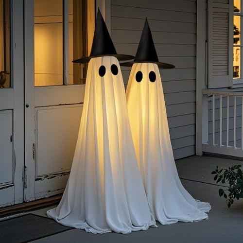 2 Packs Halloween Decorations Outdoor, 5 FT USB Powered Ghost Decor...