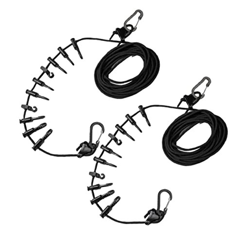 SOLUSTRE 2Pcs Outdoor Clothesline Multi Functional Travel Camping Clothesline Black for Hanging Clothes Tent Setup and Indoor Use Easy to Use