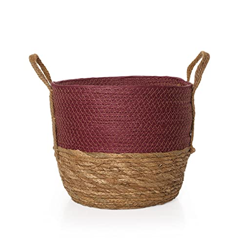 Buy Homes r us Straw Basket, Natural & Wine 28 Cms Online at