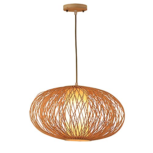Lámpara Colgante Estilo japonés con Forma de Cesta y cordón Ajustable, Pantalla de Mimbre E27, Estilo Chino, para decoración del hogar, Tienda, Sala de Estar y Comedor.
