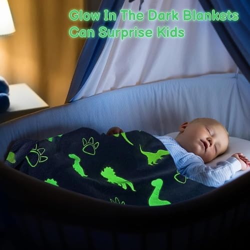 Aedcbaide Glow in The Dark Fleece Blanket for Winter, White Horse Kids Blanket Throw For Bed, 60x40 inch Super Soft Plush Grey Blanket for Girls Boys, Warm Gifts for Birthday