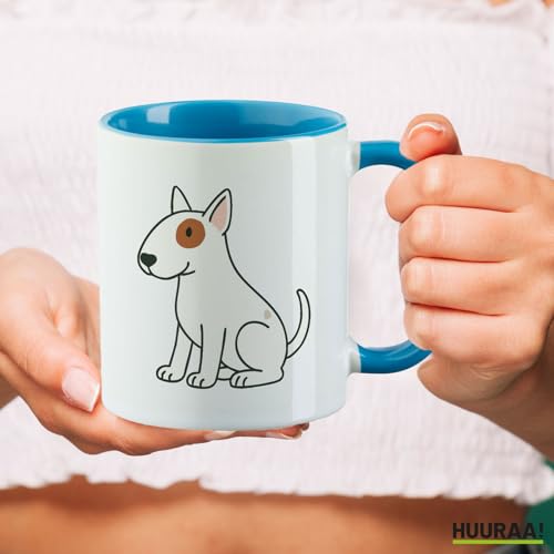 Huuraa Becher Bullterrier Comic Bulli Geschenk 330ml Blau Bullterrier Geschenkidee