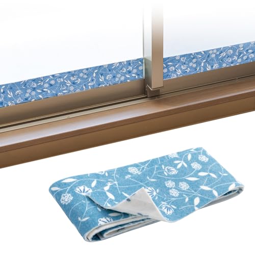 コモライフ 結露吸水テープ アイビー柄 (約幅8×全長180cm) 結露吸水 結露 カビ 対策 窓 テープ 蒸発 吸水 弱粘着 跡残りしにくい 剥がしやすい カットOK 吸水量約180ml 貼るだけ 両面柄付き おしゃれ かわいい 起毛素材 冬 【交換目安