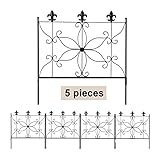 HYQW Dekorativer Gartenzaun, 24 Zoll X 10 Fuß Klappzäune Rostfeste Schwarze Eisenrandzauntafel Kante Metalldraht Zaun Terrasse Blumenbett Tierbarriere Blütenbett,Black