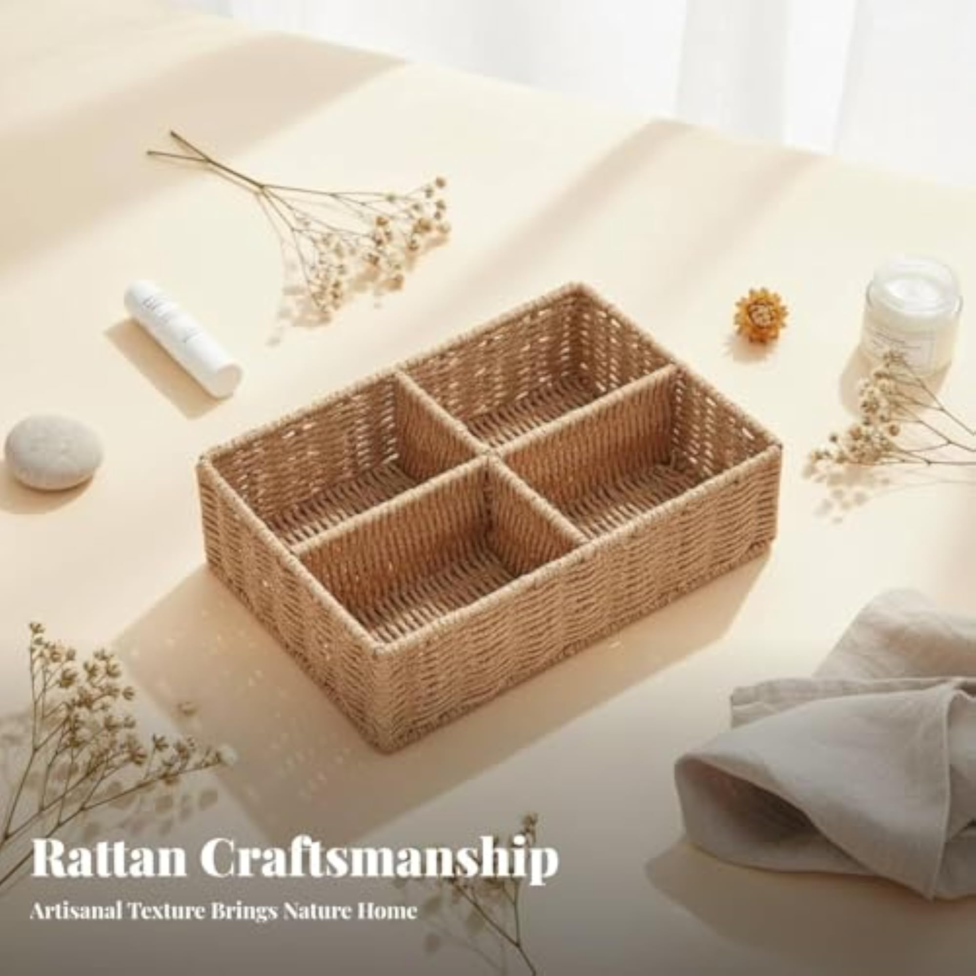 Handmade Multi-Compartment Woven Holder for Makeup Lovers