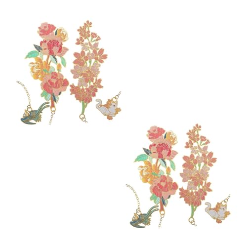 Signet en métal classique avec pendentif fleur de cerisier rose pour livre lot de 4