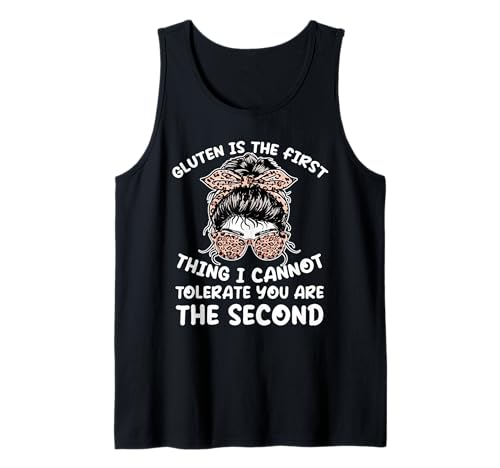 Celiac Awareness Gluten First Thing No tolero el bollo Camiseta sin Mangas
