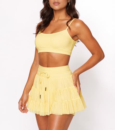 Women Athletic Tennis Mini Skorts with Pockets Flowy Ruffle Tiered Short Skirt Preppy Summer Cute Pleated Skirts3