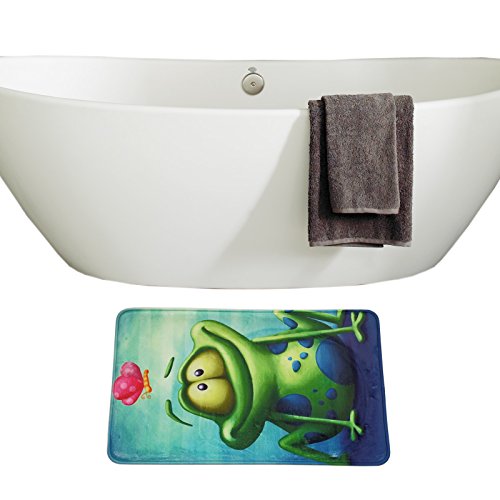 Amagical 16 Pieces Shower Curtain Set Bathroom Mats Set Non-Slip Rug Carpet Toilet Cover Shower Curtain Cute Frog And Lotus Flower #TOP3