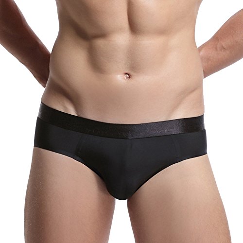 Mendove Men's Ice Silk Seamless Briefs Translucent Ultra-Thin Underwear Size XL Black