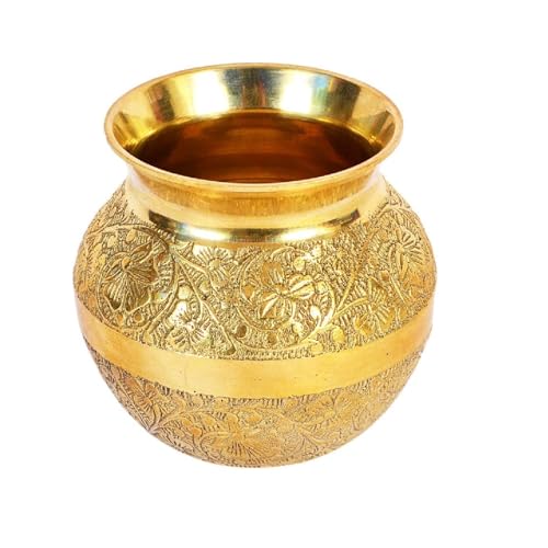Image of Pure Brass Lota | Kalash | Pooja Lota | Puja Lota | Karwachauth Lota with Capacity 400 ml for Diwali, Mandir, Temple, Festival, Marriage, Wedding