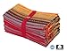 COTTON CRAFT Salsa Stripe Cloth Napkins - 12 Pack - Luncheon Brunch Dinner Table Napkins - 100% Cotton Everyday Harvest Autumn Fall Orange Holiday - Reusable Washable Absorbent - 17x17- Red Rust Multi