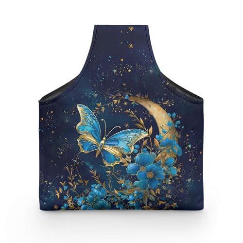 Image of ZUXONGSYBlue Moon Yarn Bags for Knitting Butterfly Yarn Tote Bag for Women Floral Portable Knitting Project HanbBag for Crochet Hooks