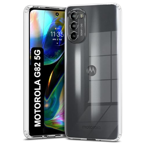 Image of Fashionury Shockproof Crystal Clear Back Cover Case for Motorola Moto G82 5G | Transparent Back Cover Case Raised Bumps for Camera & Screen Protection for Moto G82 5G / Moto g82 5G